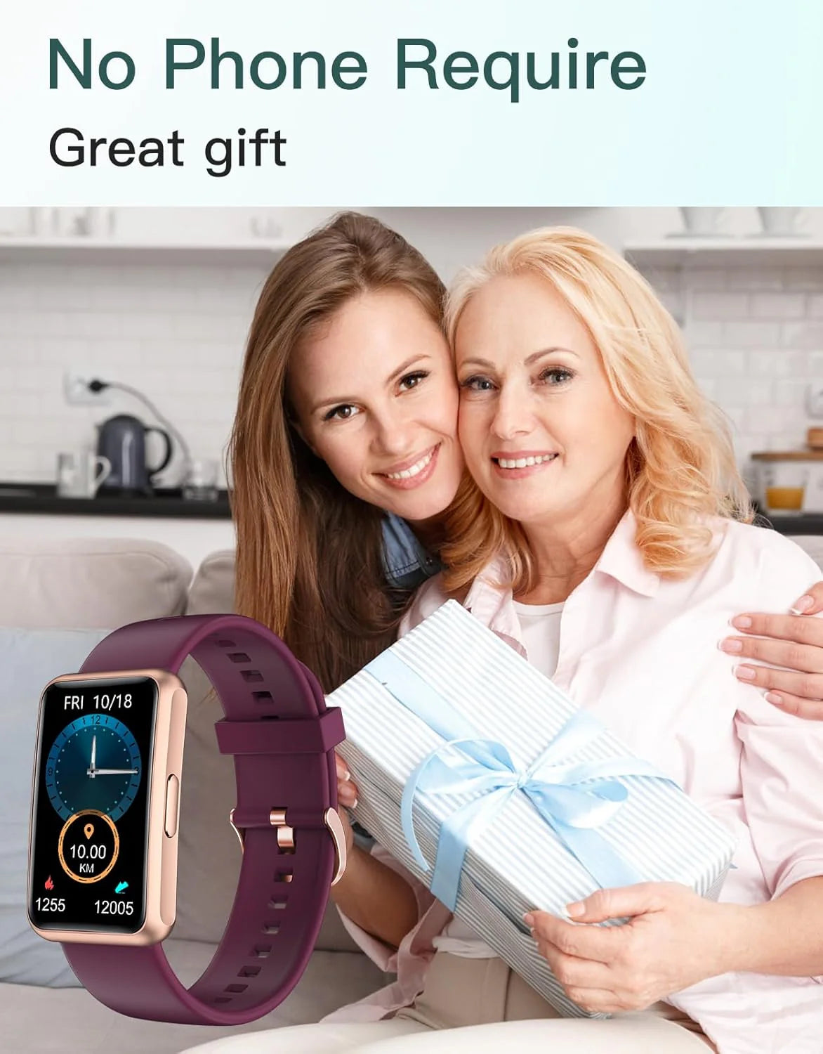 Fitness Tracker - Bluetooth-Free, App-Free, Standalone Fitness Watch for Men and Women, IP68 Waterproof, Full Touch Screen, Step and Calorie Counter, Sleep Tracker, Alarm Clock (Purple)